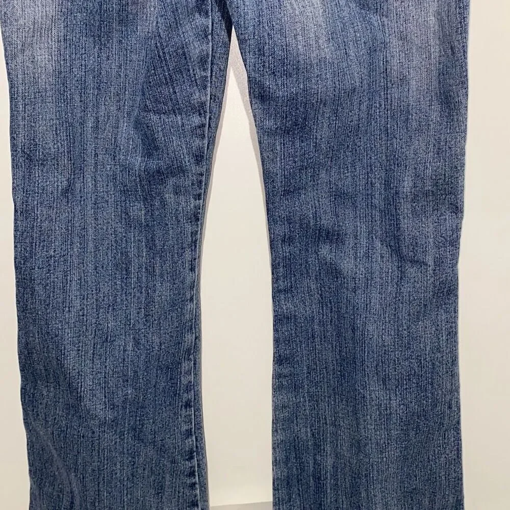 JouJou Womens Bootcut Jeans Medium Wash‎ Embroidered Heart Button Y2K Blue Denim